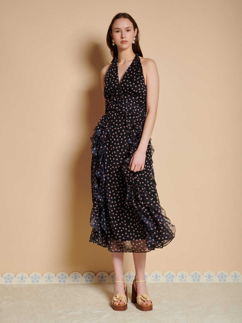 Black And Pink Spots Dresses