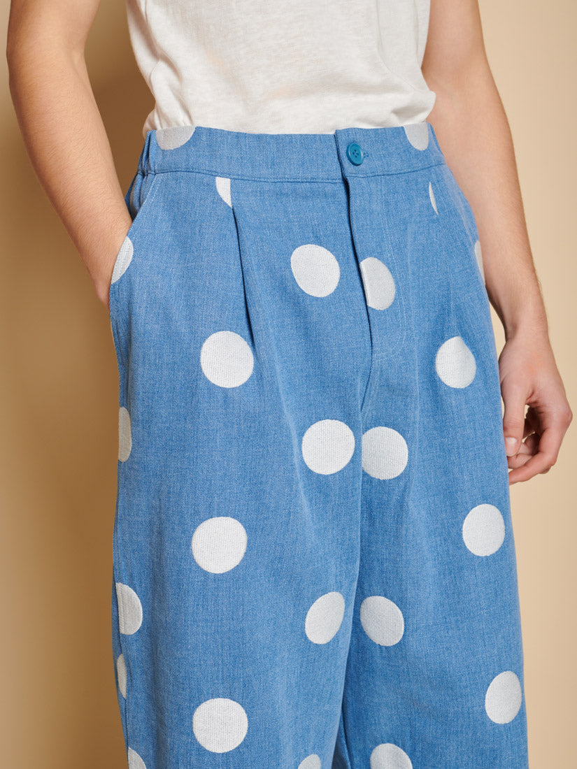 Washed Indigo Blue Trousers