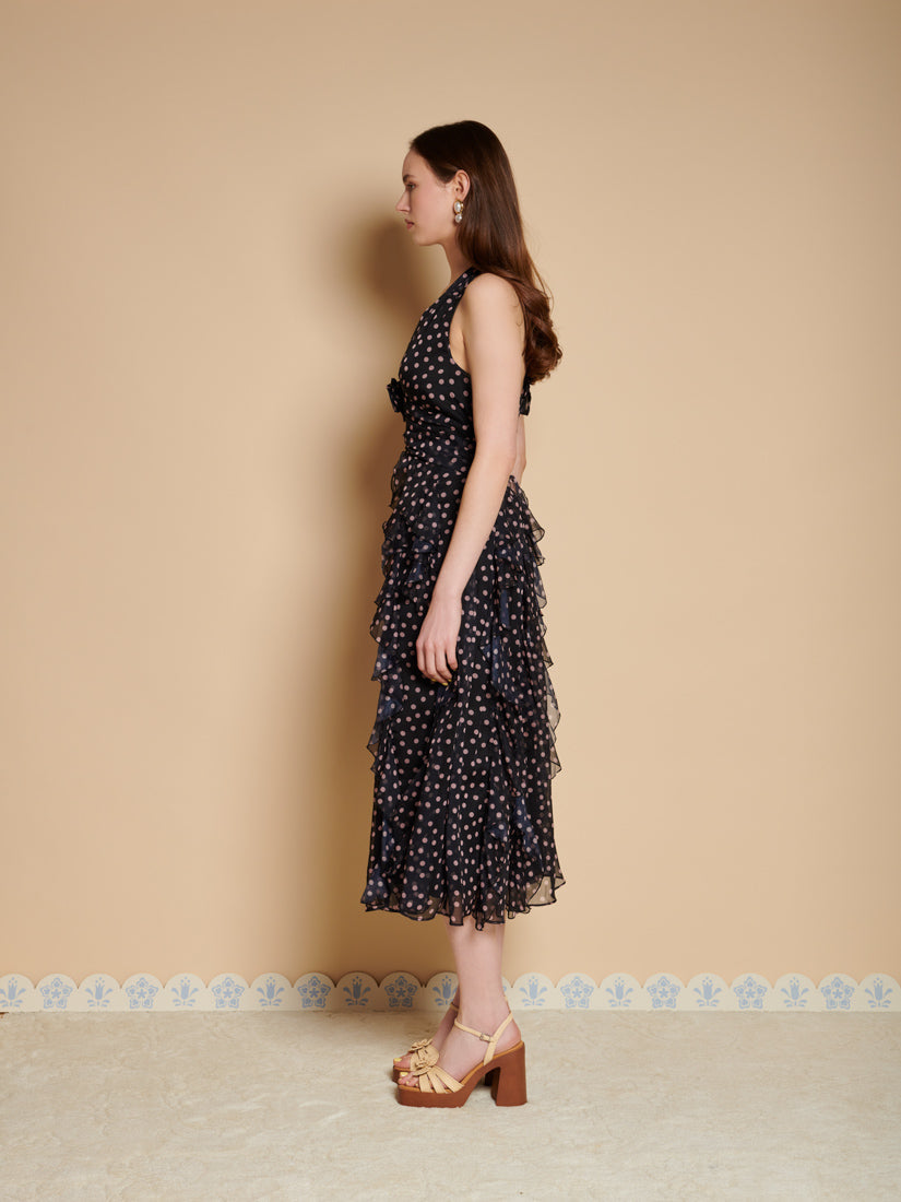 Black And Pink Spots Dresses