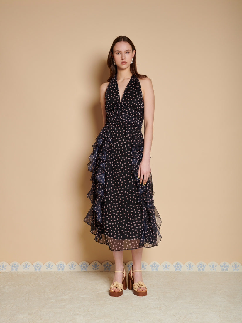 Black And Pink Spots Dresses