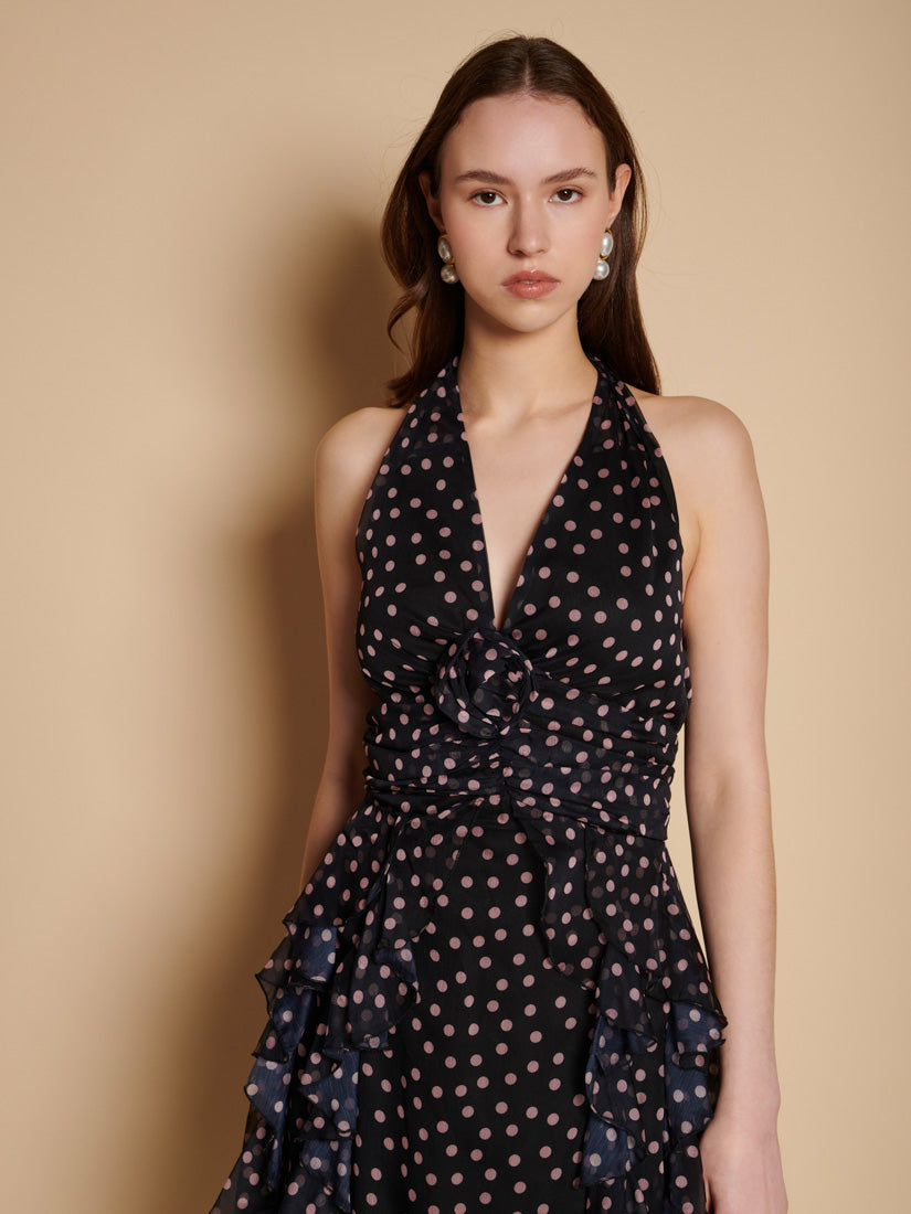 Black And Pink Spots Dresses