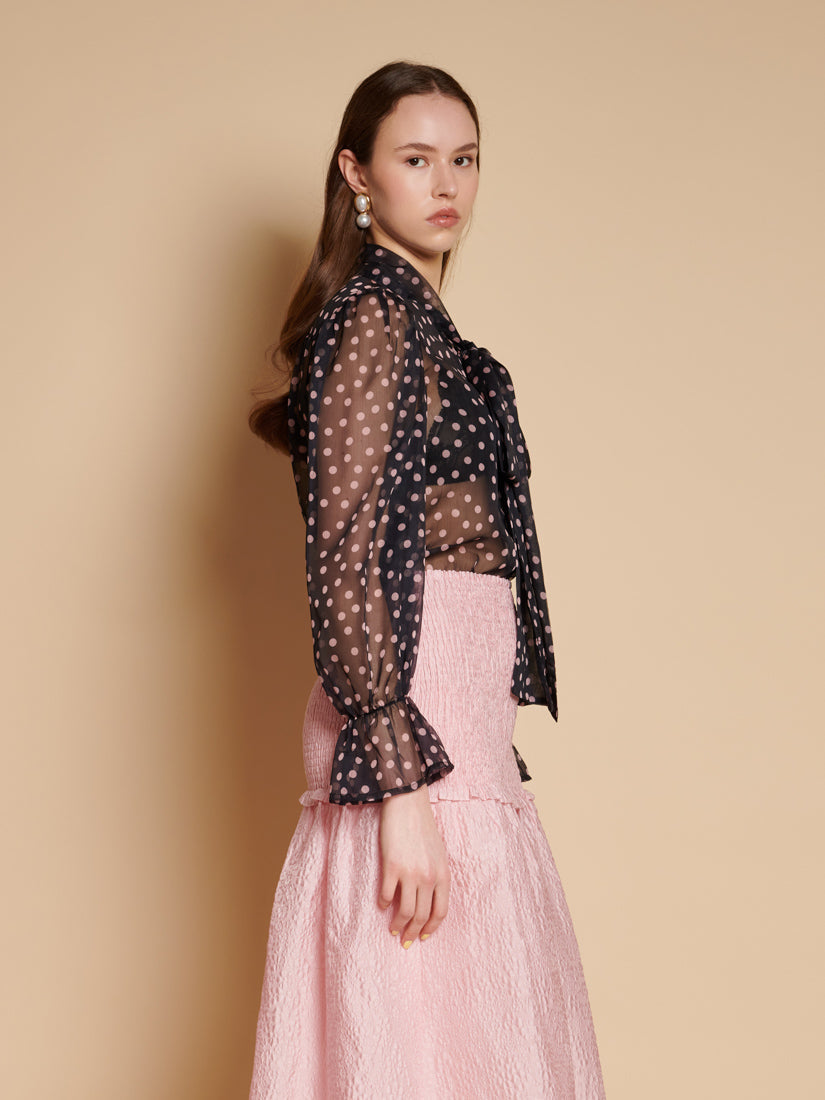 Black And Pink Spots Tops