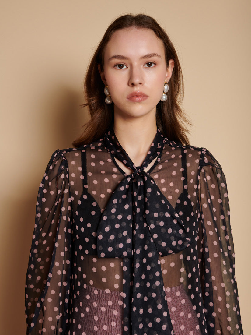 Black And Pink Spots Tops