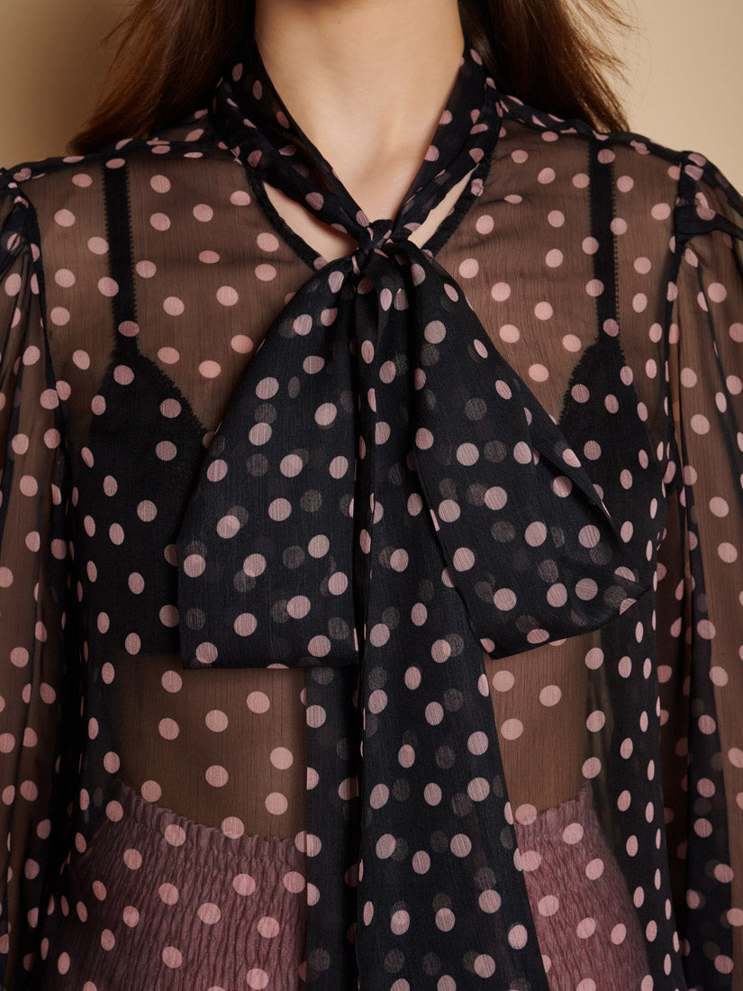 Black And Pink Spots Tops