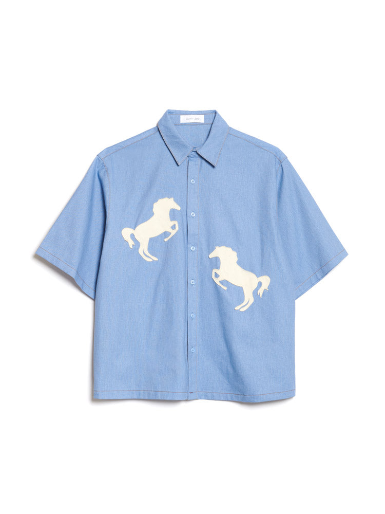 Chambray Blue Tops