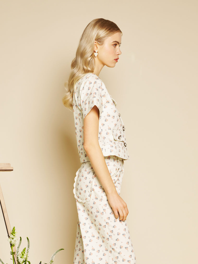 Cream Ditsy Tops