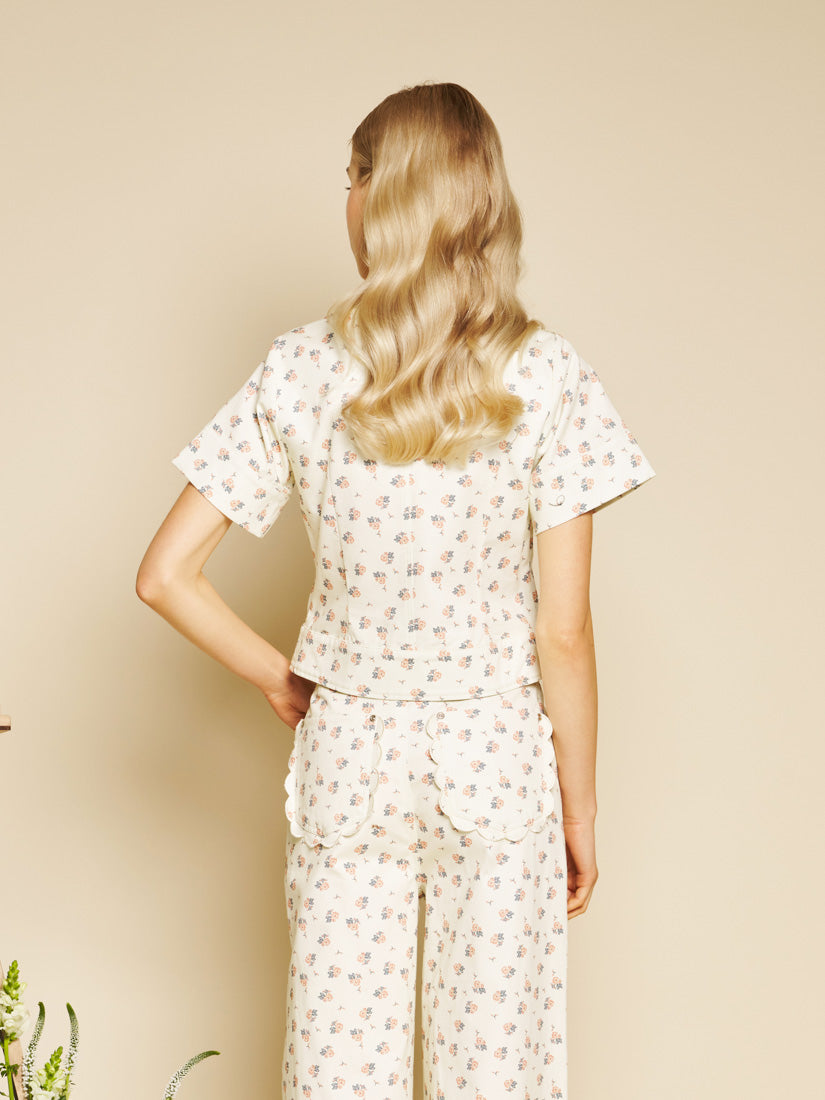 Cream Ditsy Tops