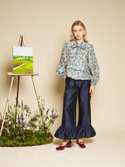 Leaf Green, Blue Floral Tops