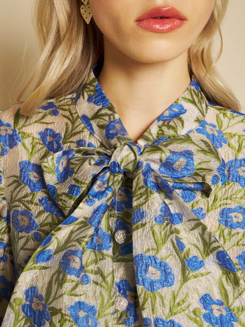 Leaf Green, Blue Floral Tops