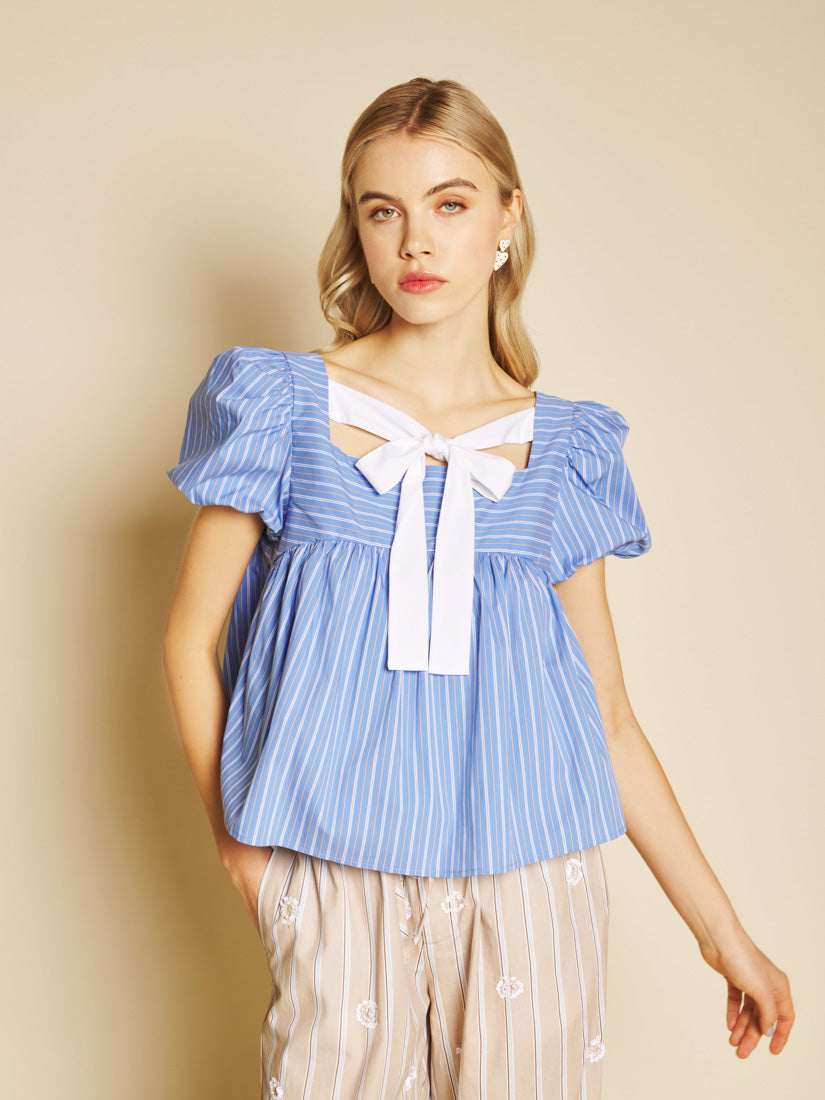 Washed Indigo Blue Tops