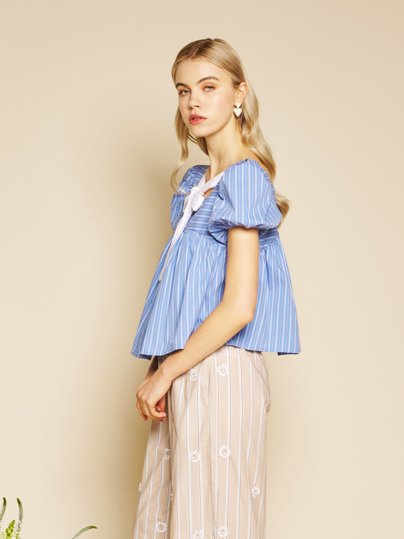 Washed Indigo Blue Tops