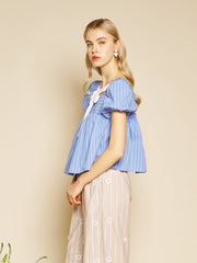 Washed Indigo Blue Tops