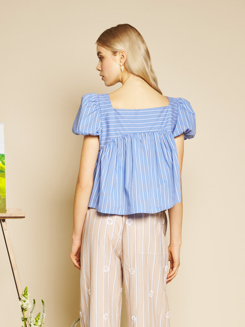 Washed Indigo Blue Tops