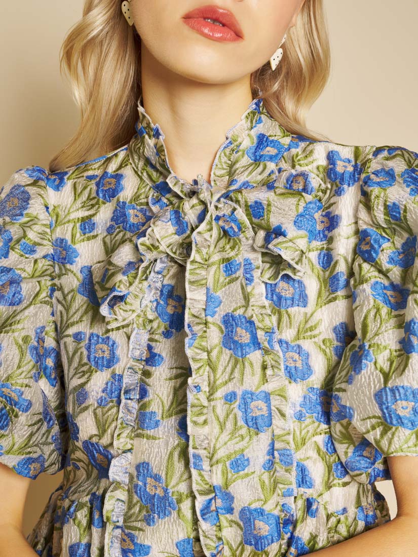 Leaf Green, Blue Floral Dresses