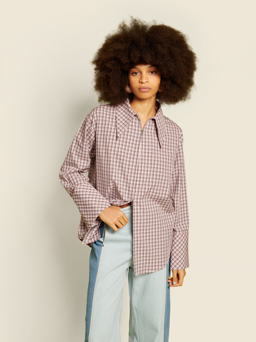 Pink & Brown Check Tops