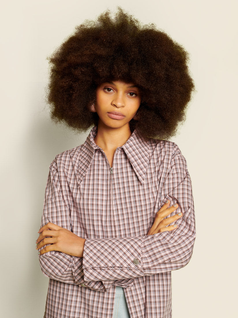 Pink & Brown Check Tops