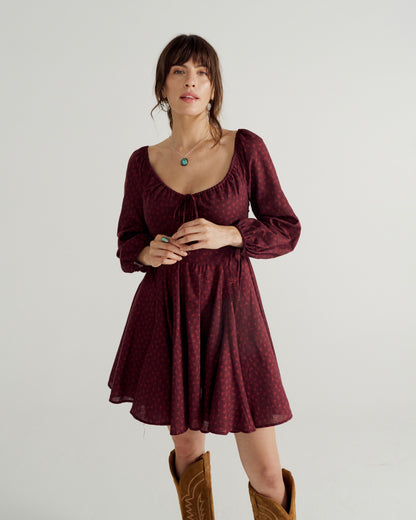Burgundy Floral,XS