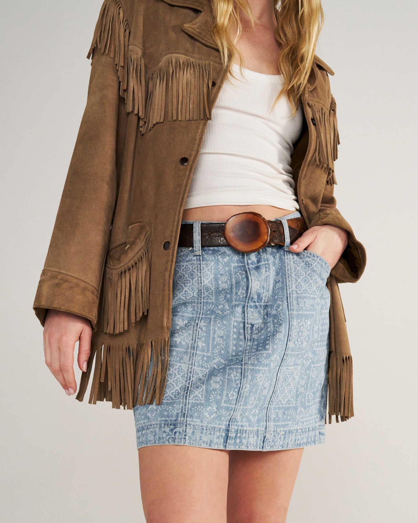 Women's High-Rise Denim Mini Skirt | Tecovas Women