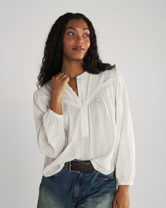 Women's Long Sleeve Woven Blouse | Tecovas Women