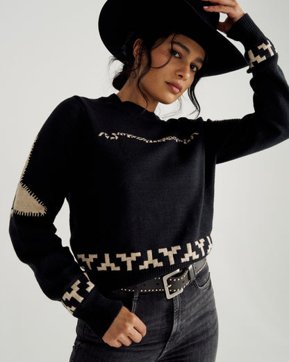 Women's Crew Neck Lucky Boots Sweater | Tecovas Women